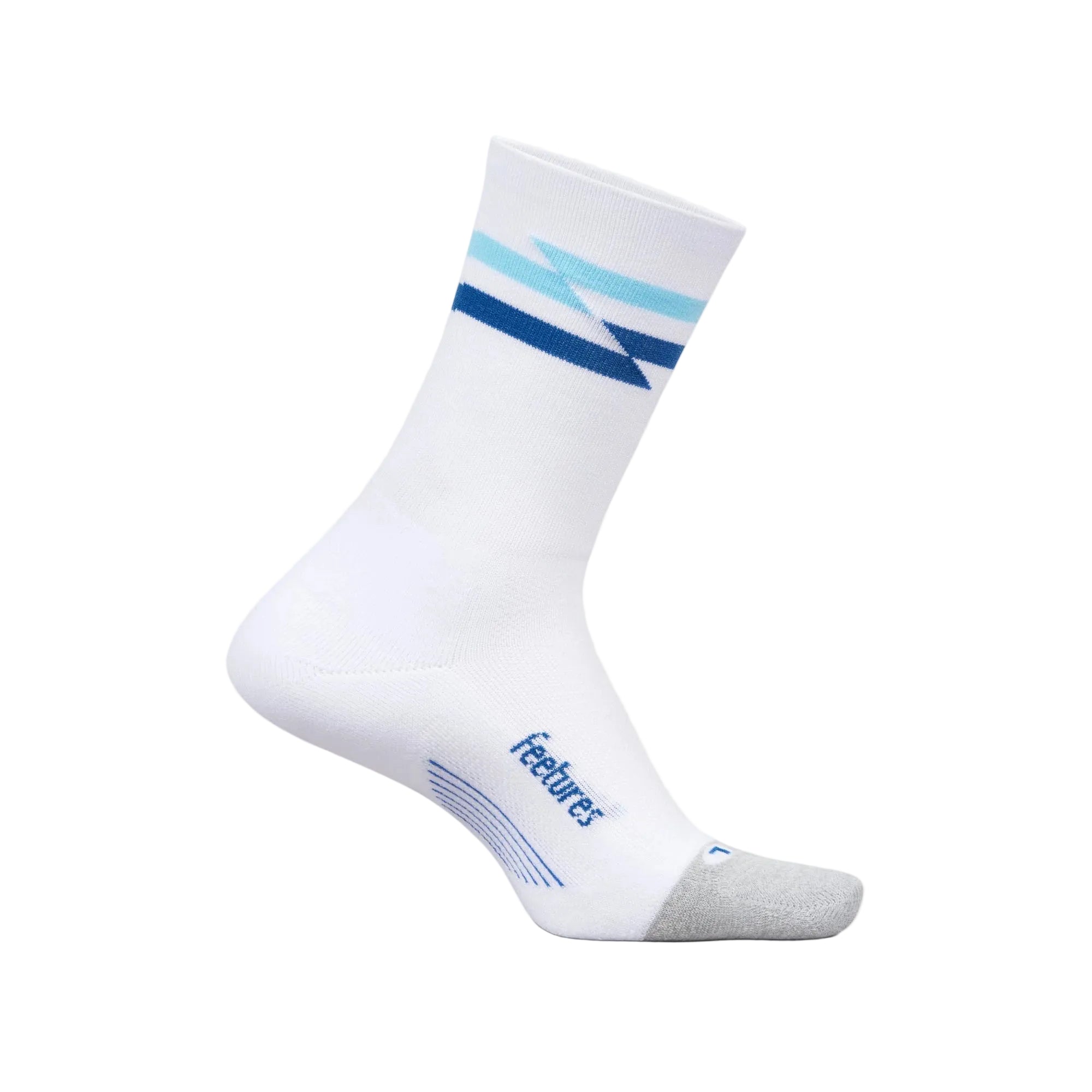 White sock with blue stripes on a white background