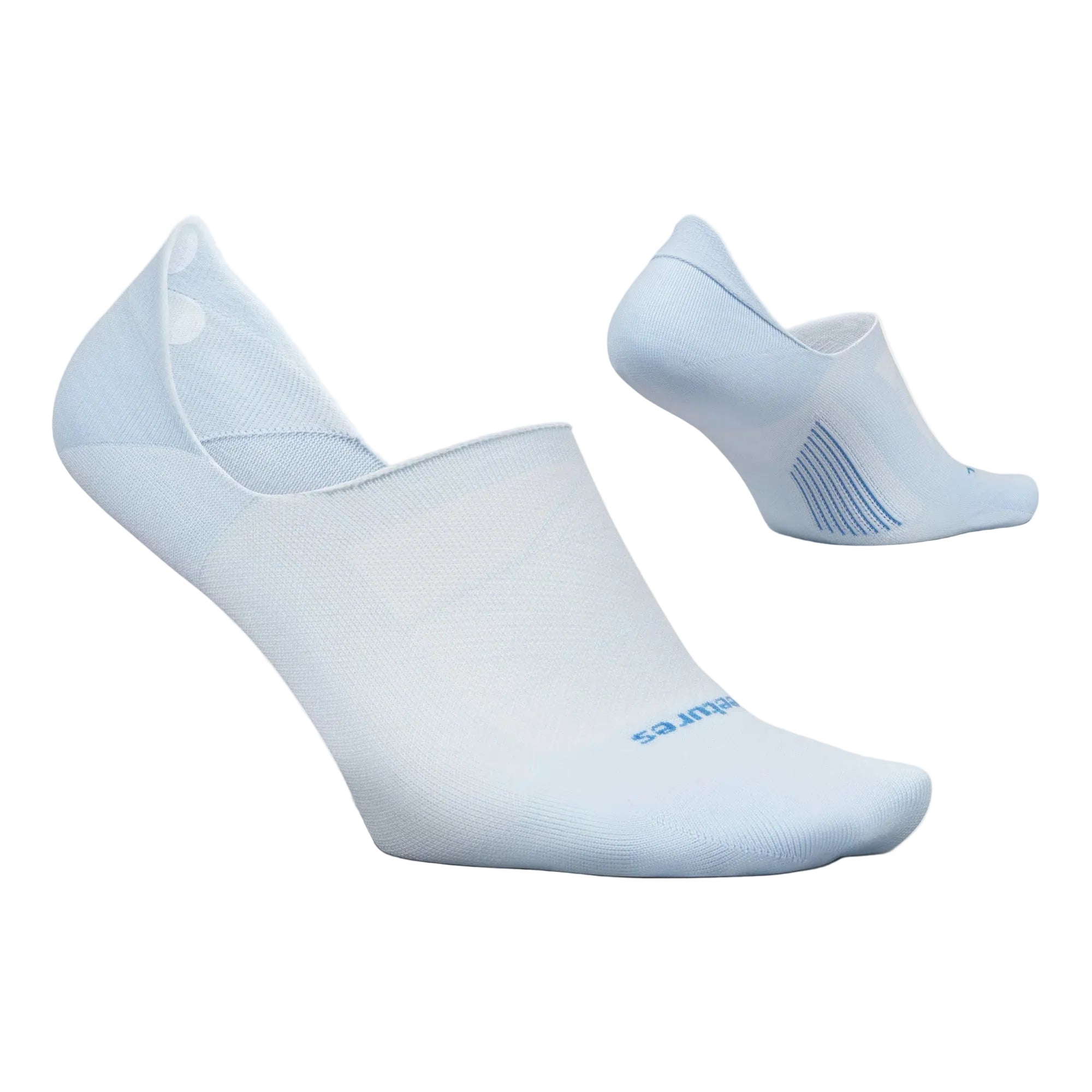 Light blue ankle socks with a brand logo on a white background