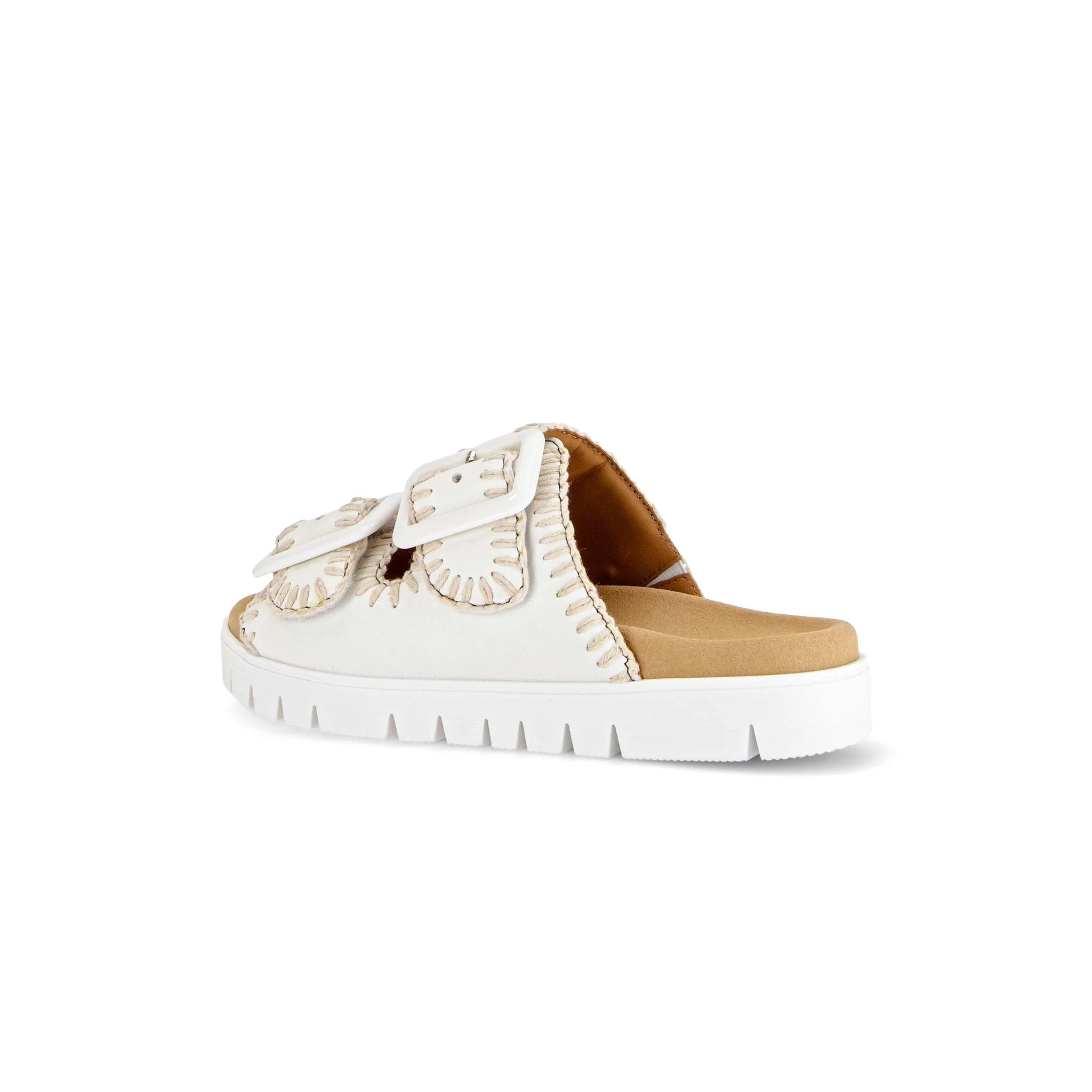 White sandal with decorative bow on a white background