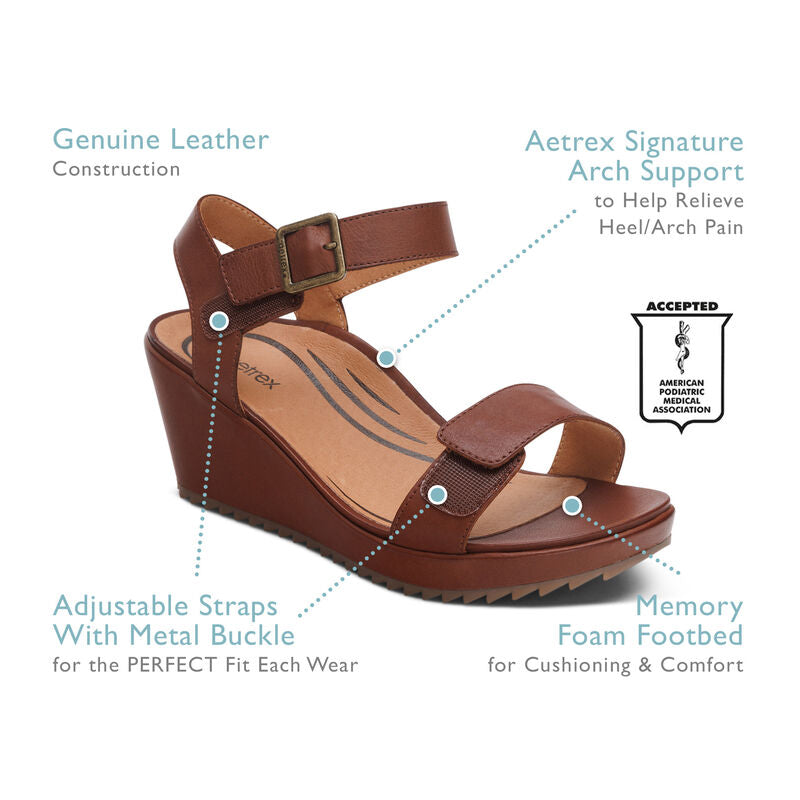 Women's Aetrex Andrea Quarter Strap Wedge 4