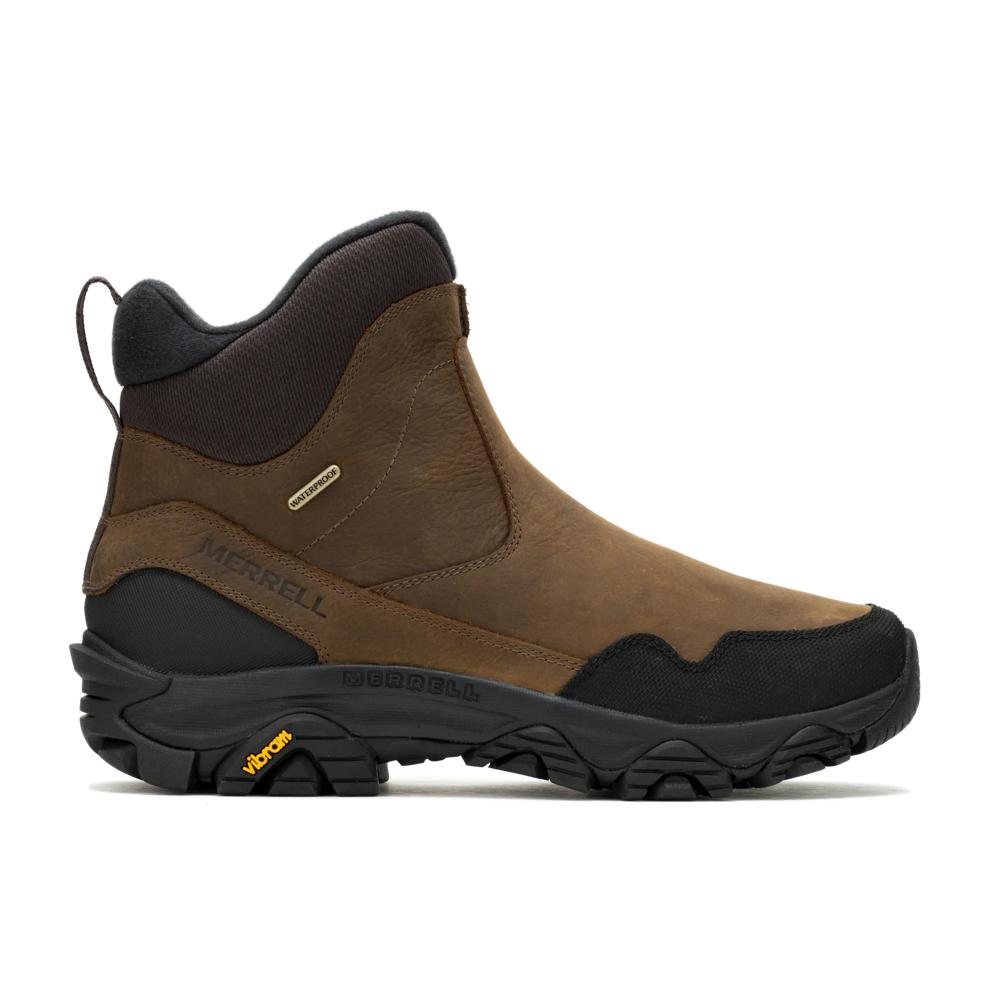 Brown and black Merrell boot on a white background
