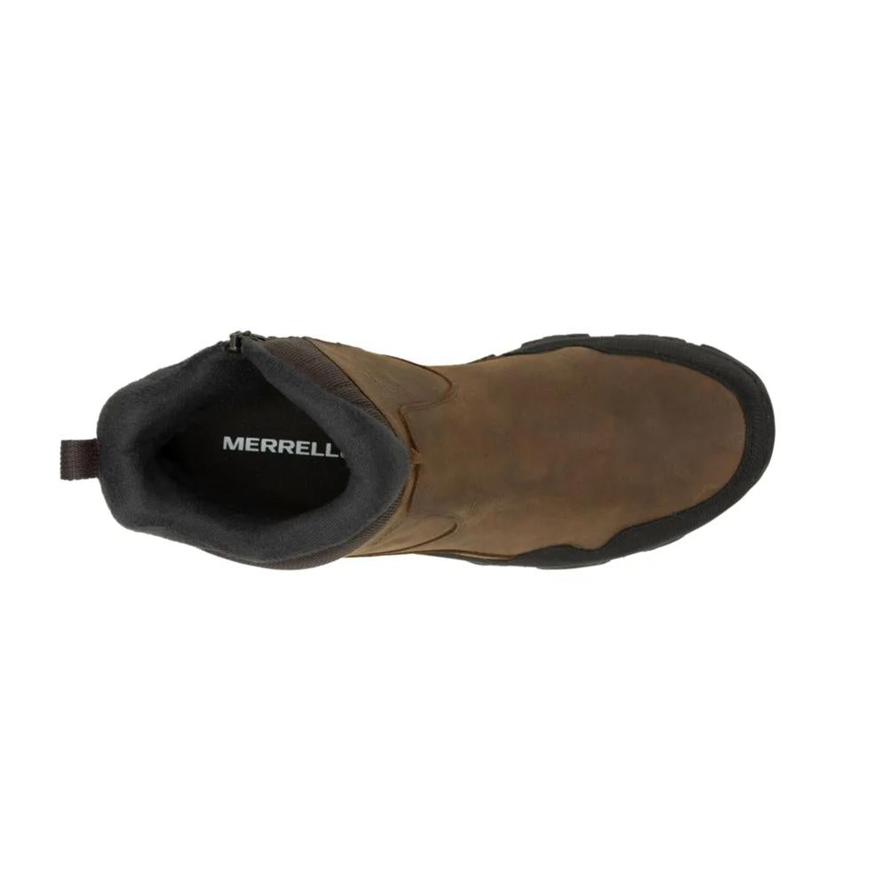Brown Merrell boot on a white background