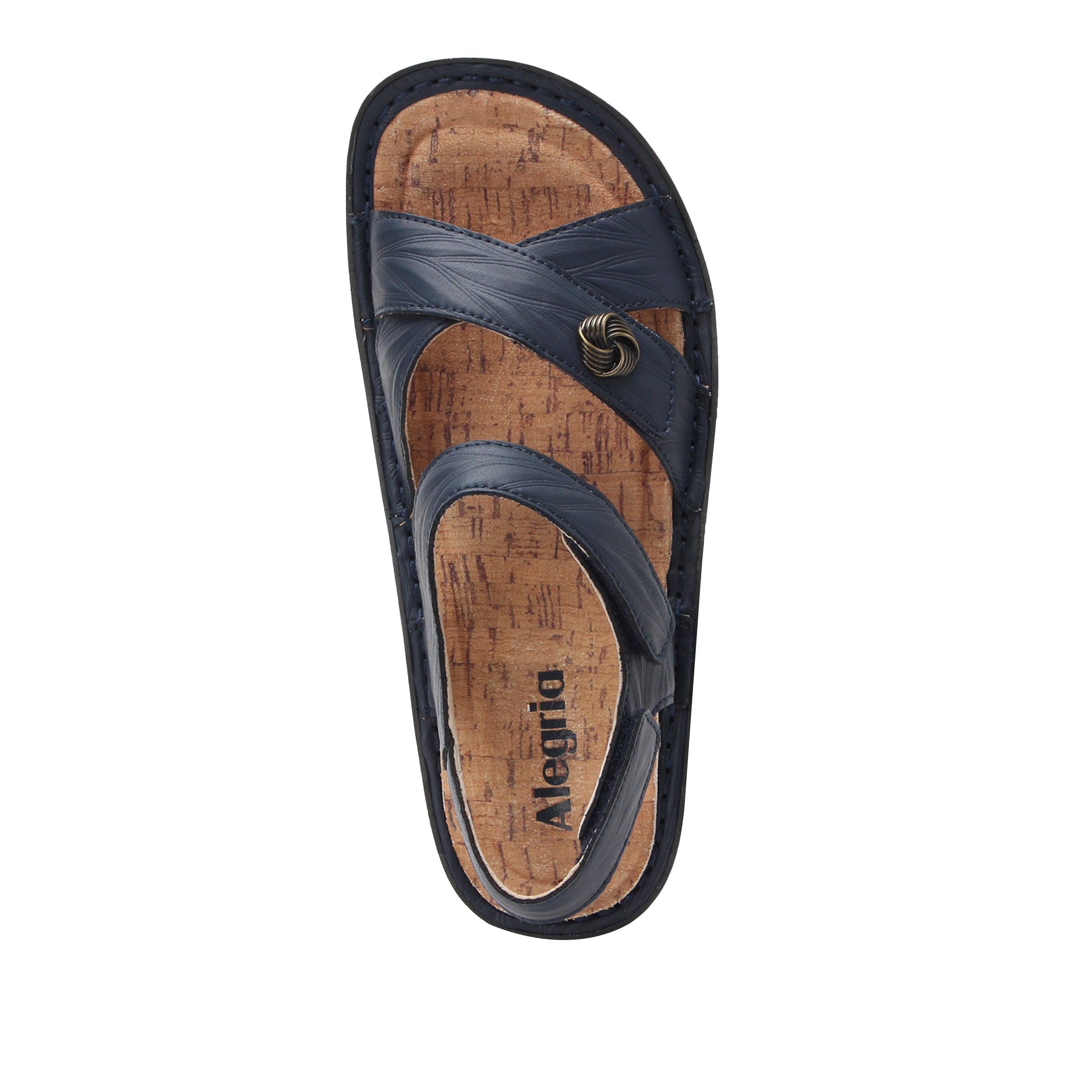 Flip-flop sandal with cork-like texture on a white background
