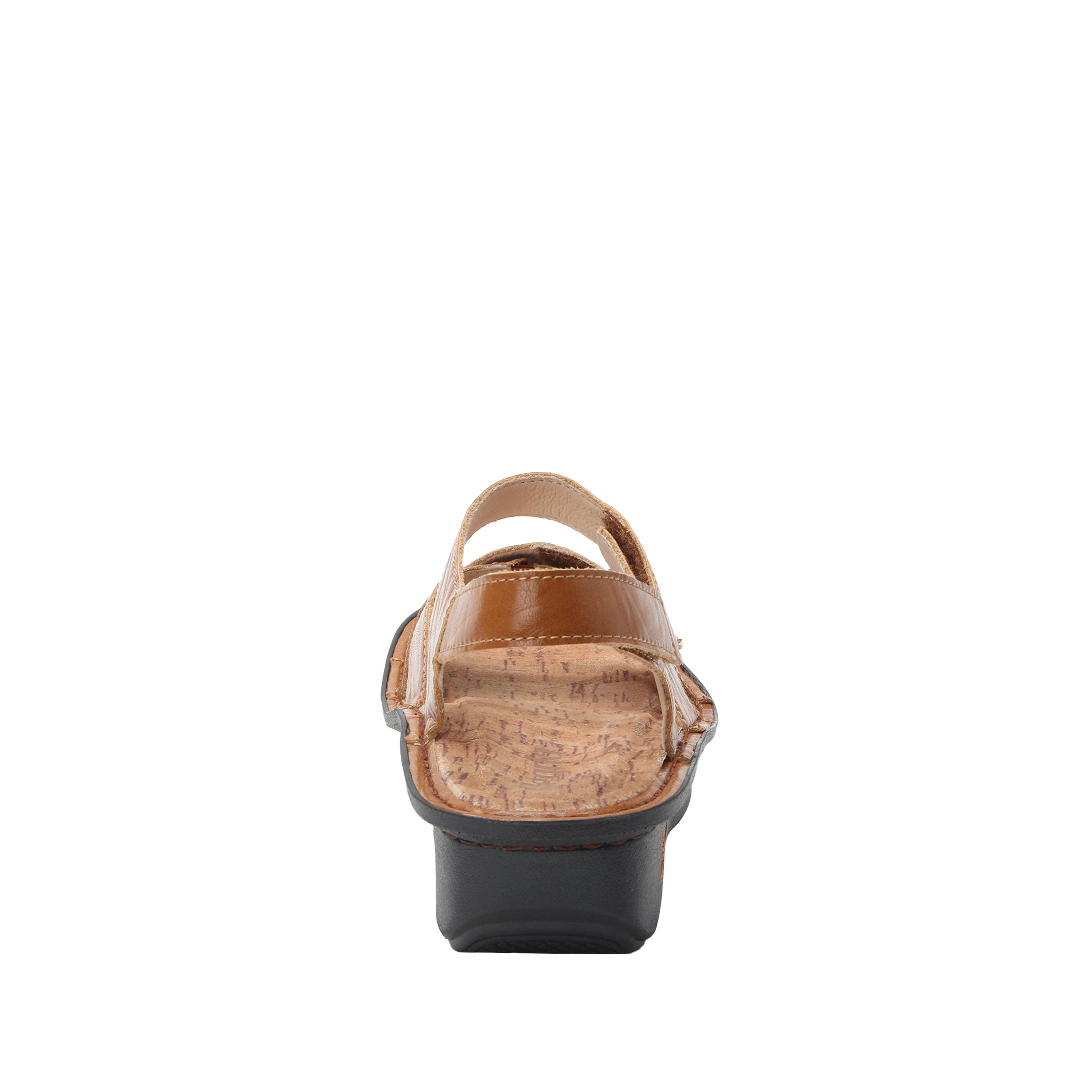 Brown sandal with cork sole on a white background
