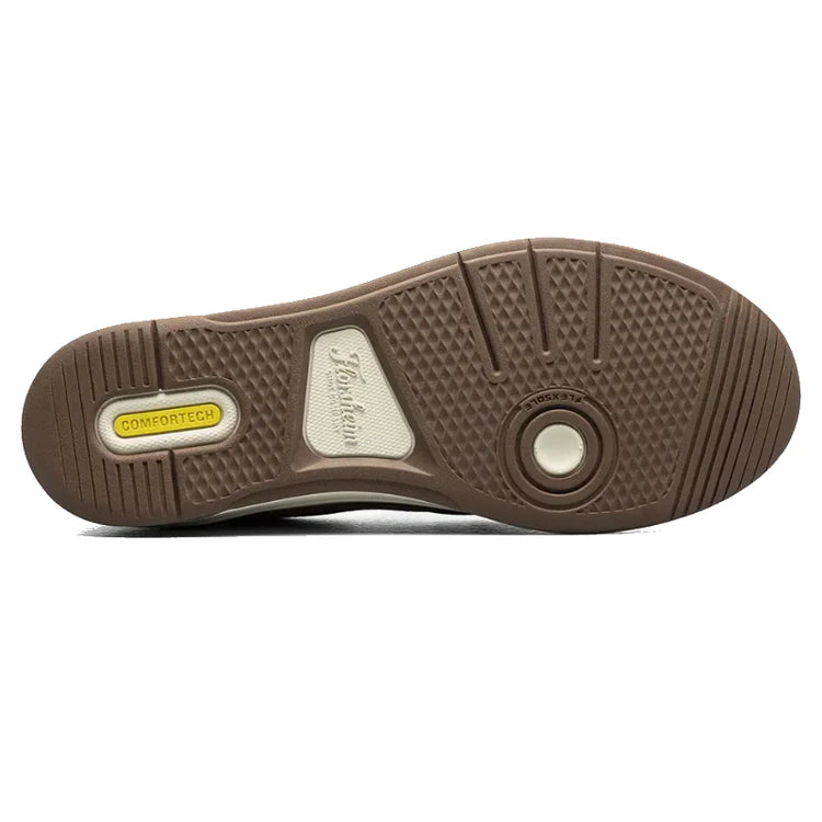 Brown shoe sole with ComfortTek label on a white background