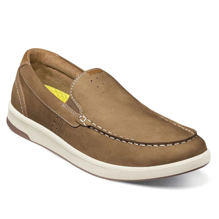 Brown loafer shoe on a white background