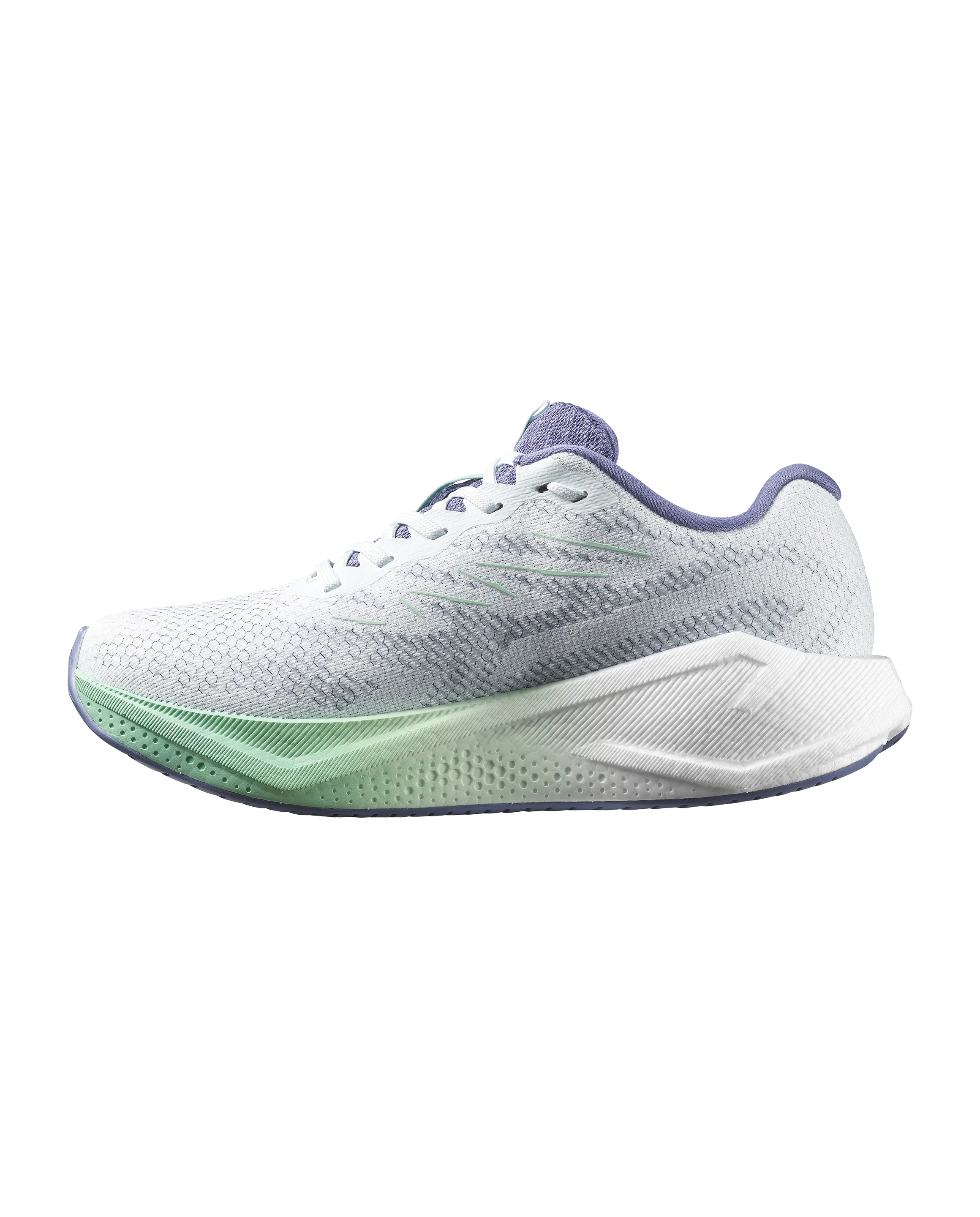 White and black running shoe on a white background