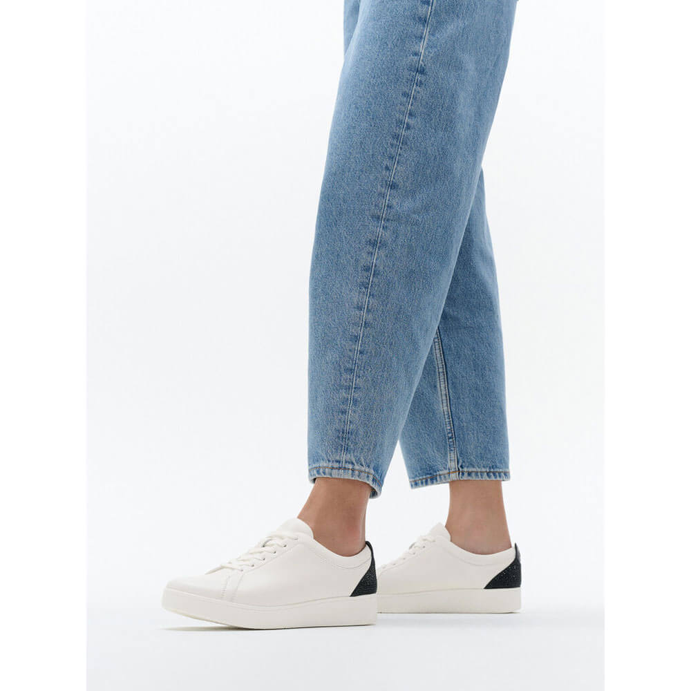 Women's Fitflop Rally Crystal-Backtab Leather Sneakers 3