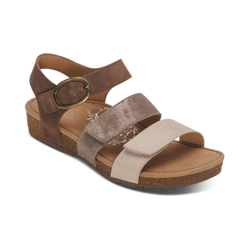 Women's Aetrex Lilly Adjustable Quarter Strap Sandal Color: Taupe  1