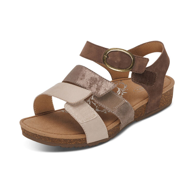Women's Aetrex Lilly Adjustable Quarter Strap Sandal Color: Taupe 7