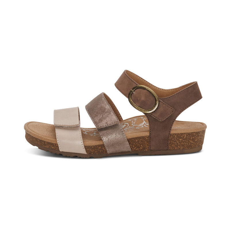 Women's Aetrex Lilly Adjustable Quarter Strap Sandal Color: Taupe 5