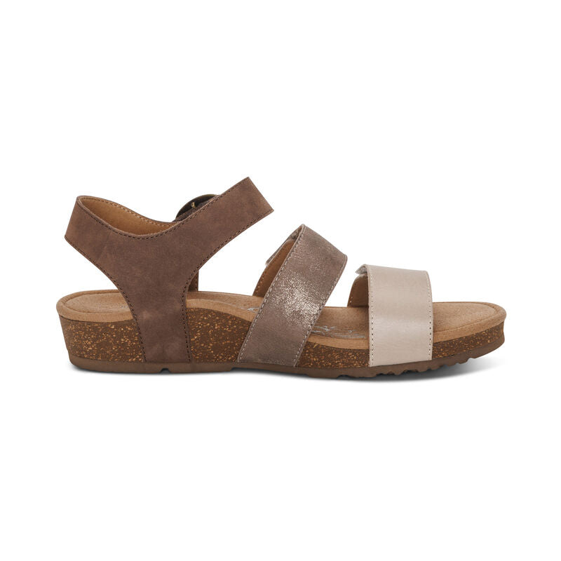 Women's Aetrex Lilly Adjustable Quarter Strap Sandal Color: Taupe 2