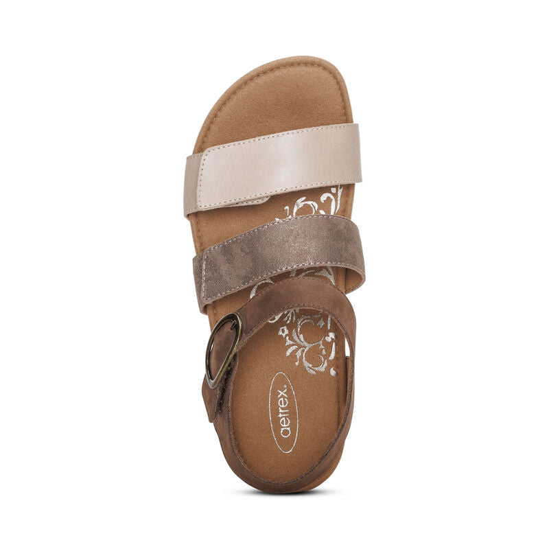 Women's Aetrex Lilly Adjustable Quarter Strap Sandal Color: Taupe 4
