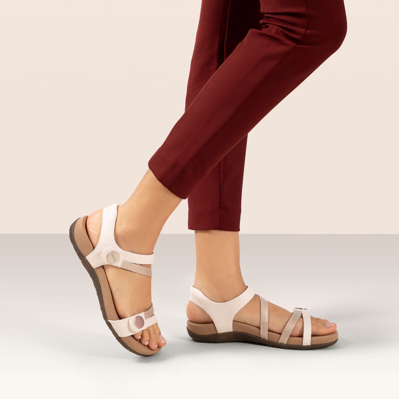 Women's Aetrex Jess Adjustable Quarter Strap Sandal Color: White 8