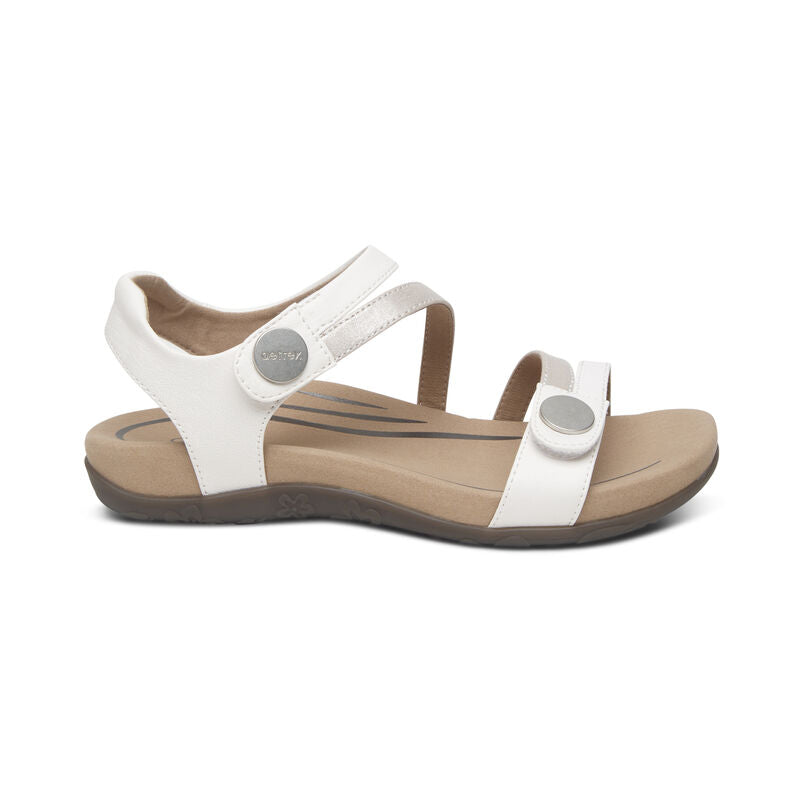 Women's Aetrex Jess Adjustable Quarter Strap Sandal Color: White 2