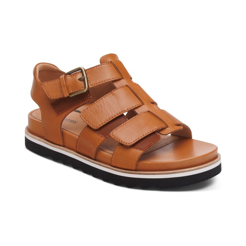 Women's Aetrex Romy Quarter Strap Cork Flat Sandal 3