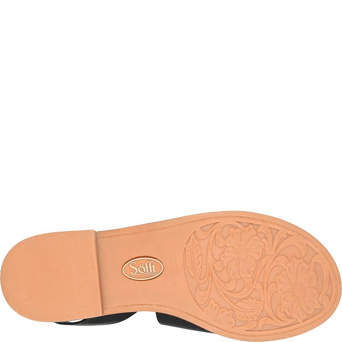 Close-up of a shoe sole with 'Sofft' branding on a white background