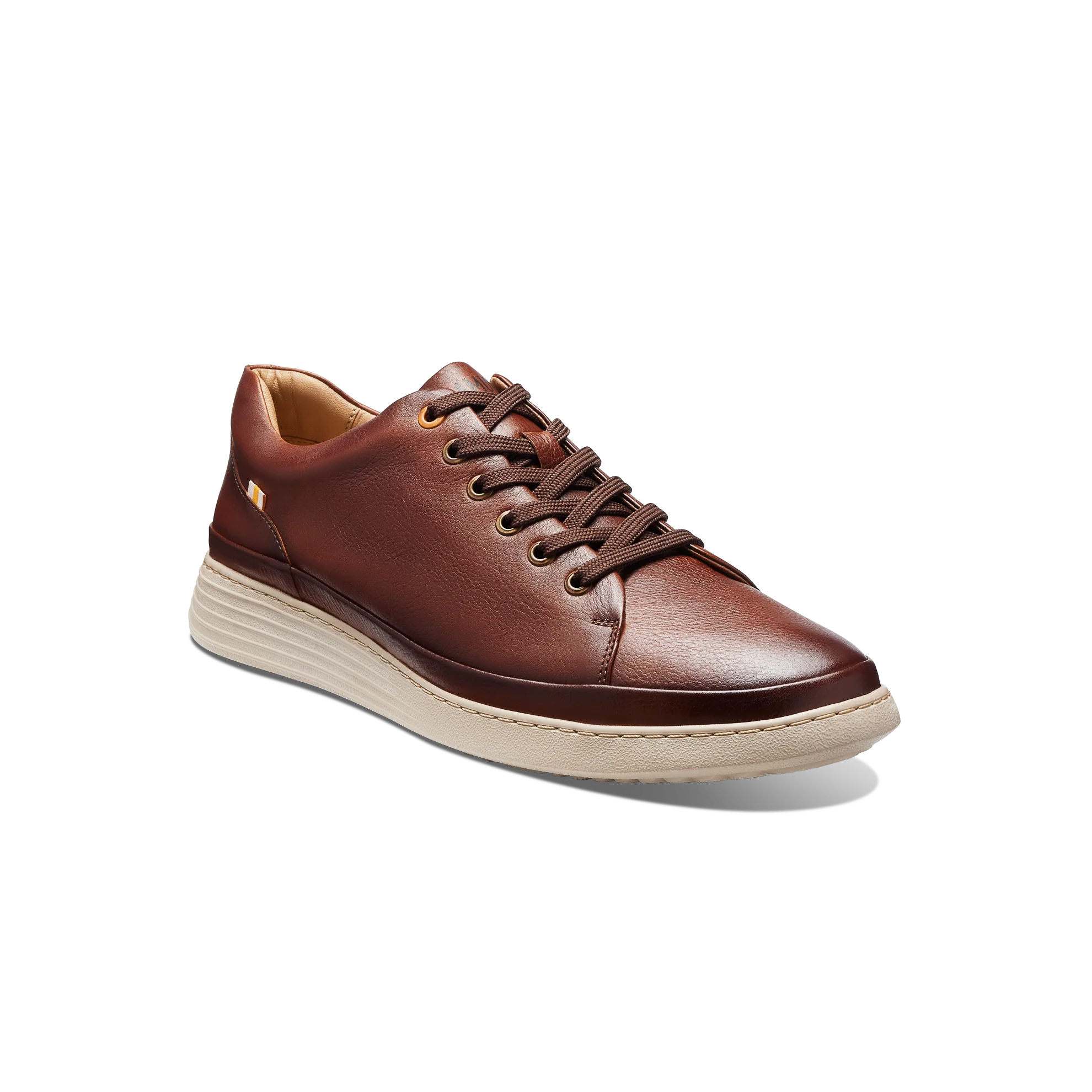 Brown leather sneaker on a white background