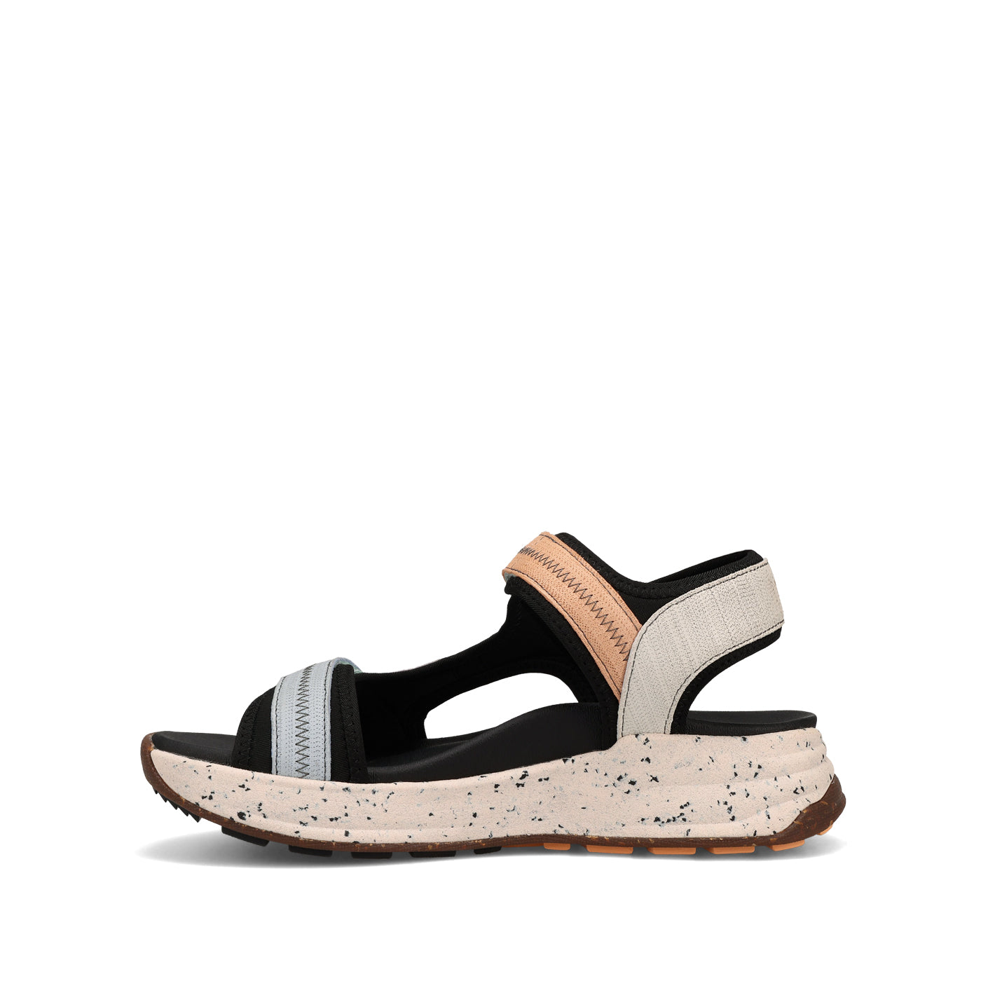Black and beige sandal on a white background