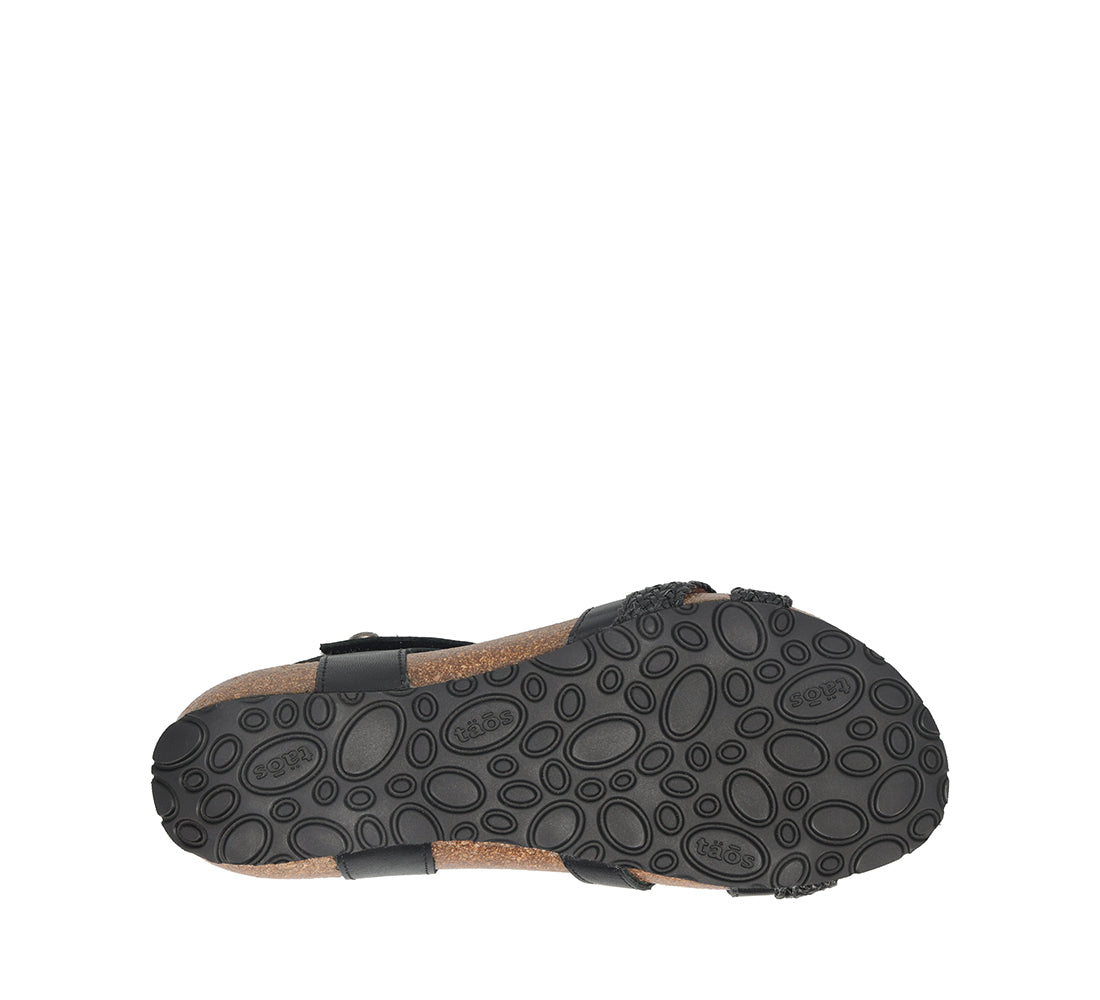 Black sandal sole with a pattern on a white background