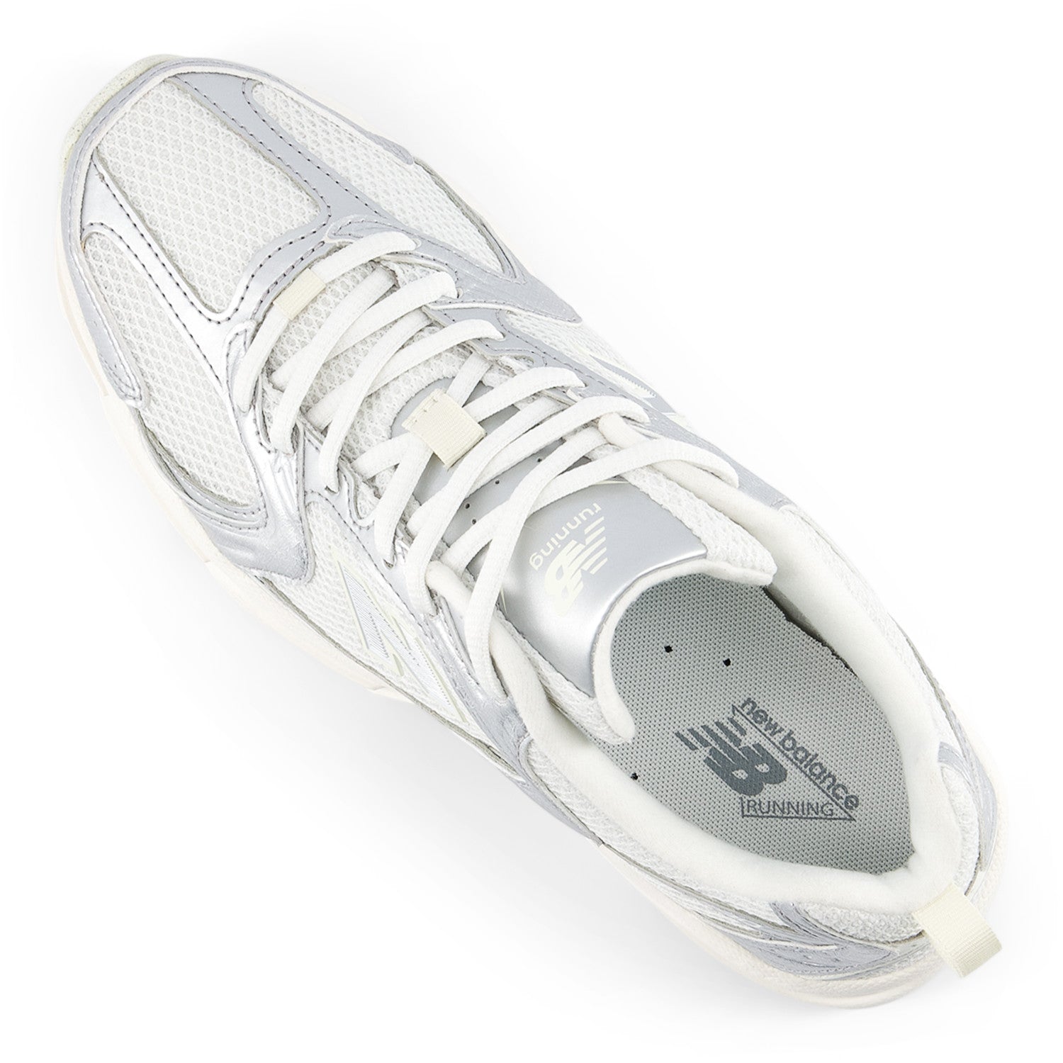 White New Balance sneaker on a white background