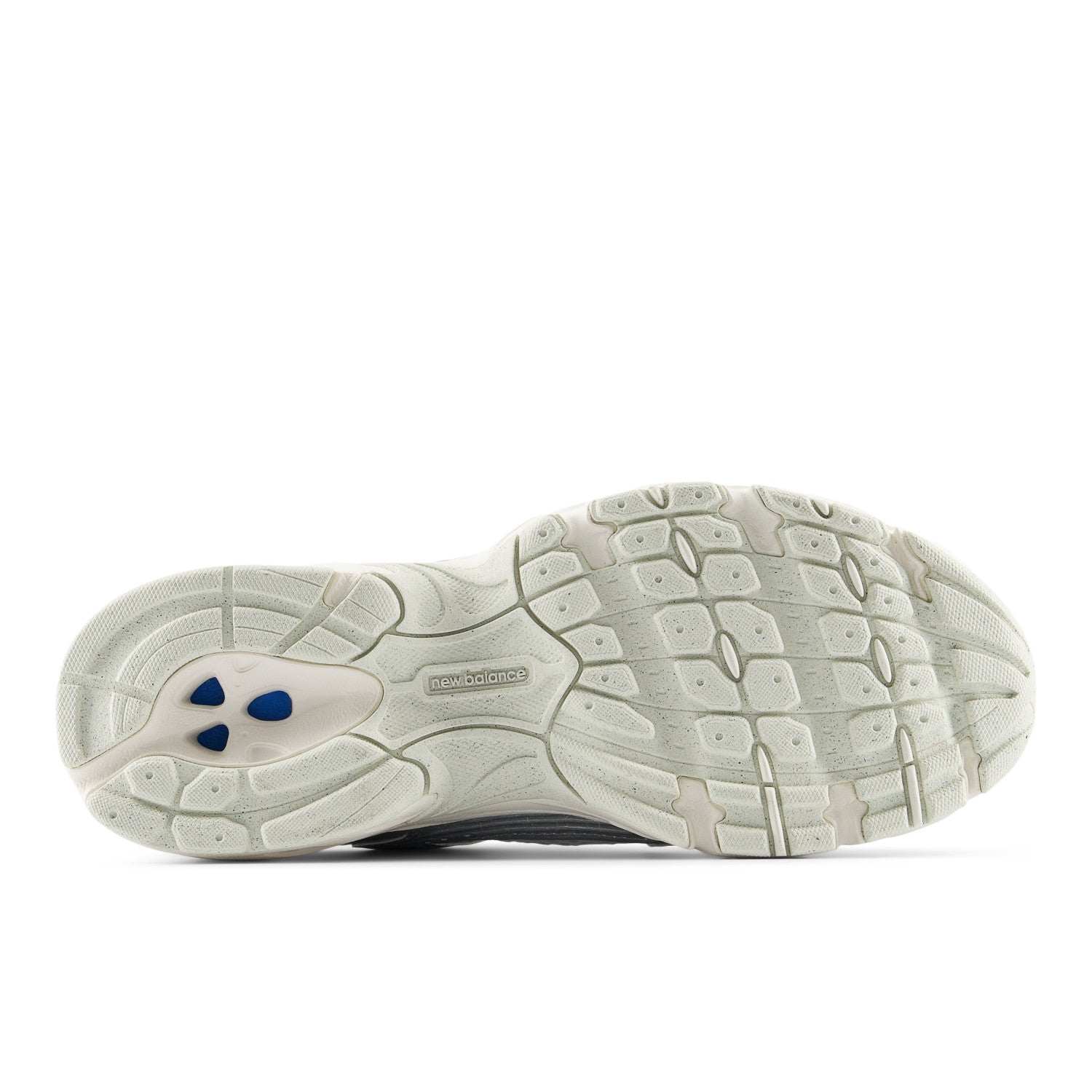White shoe sole with tread pattern on a white background