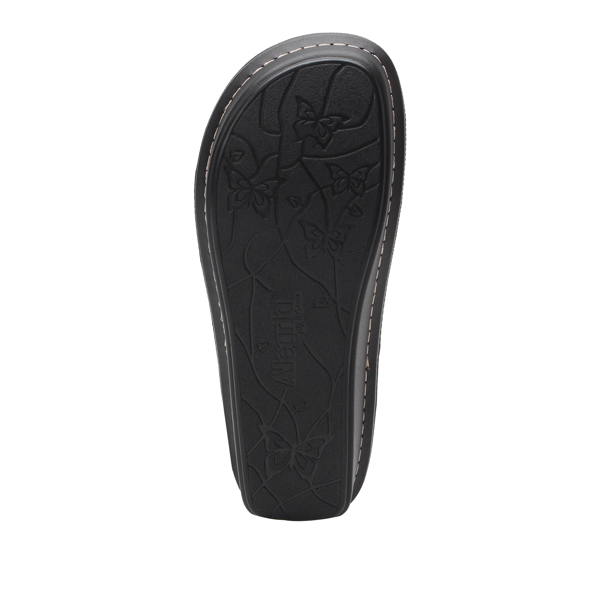 Black insole with floral design on a white background