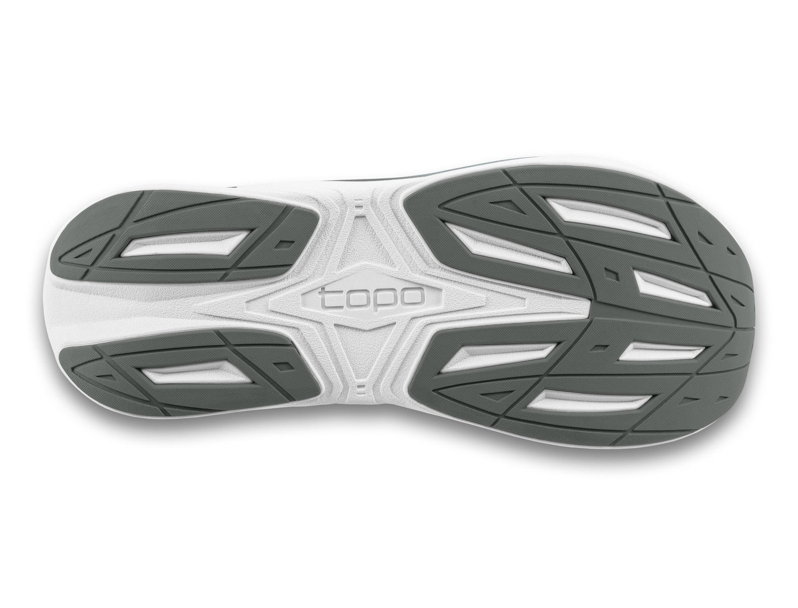 Close-up of a shoe sole with a brand logo on a white background