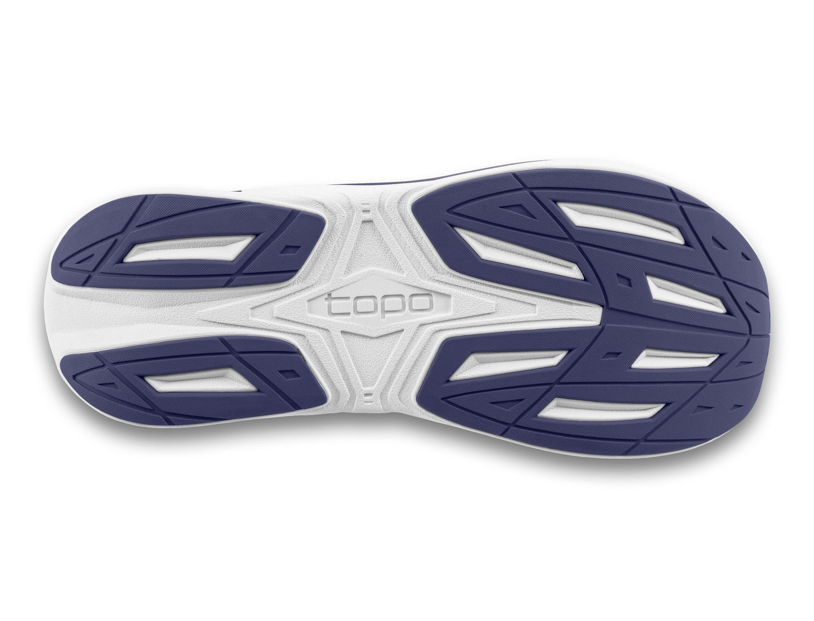 Close-up of a shoe sole with a brand logo on a white background