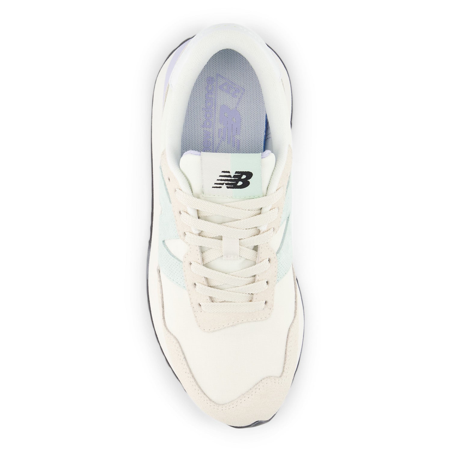 White sneaker with New Balance logo on a white background