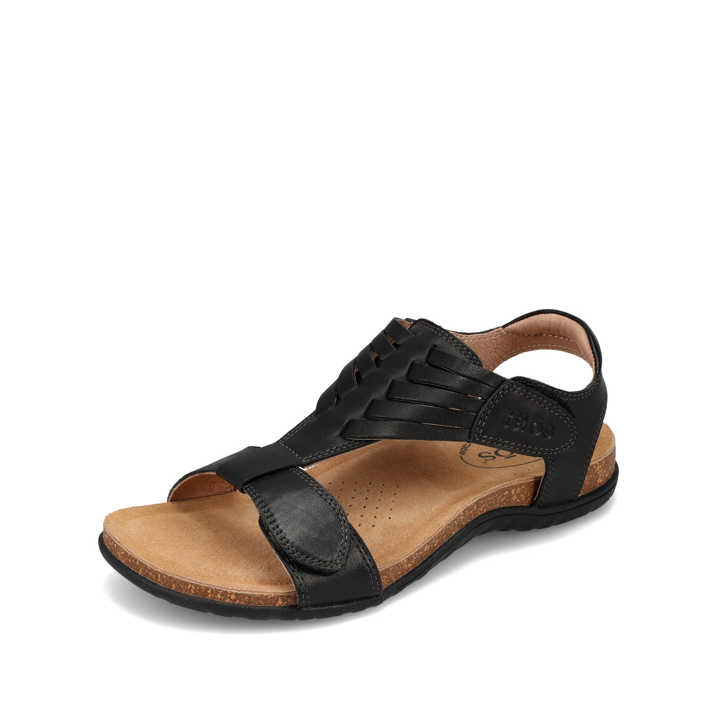 Black and brown sandal on a white background