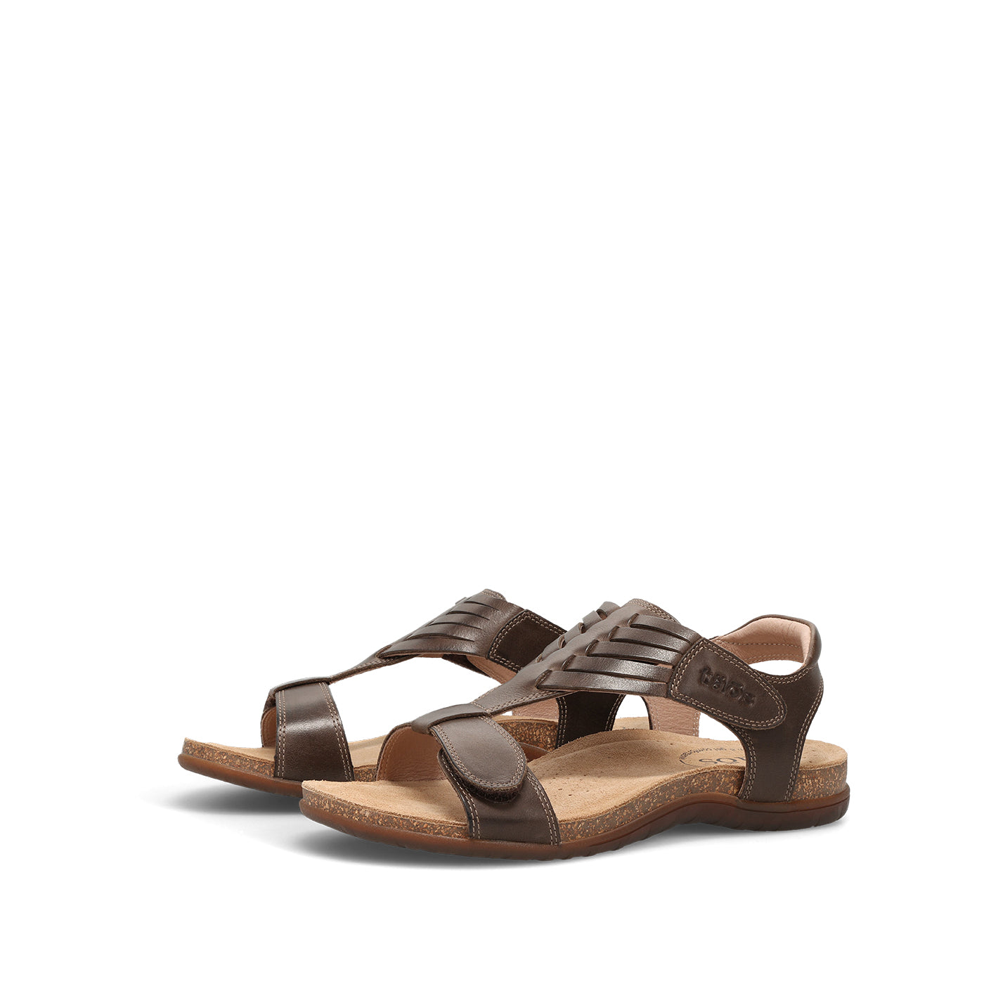 Pair of brown sandals on a white background