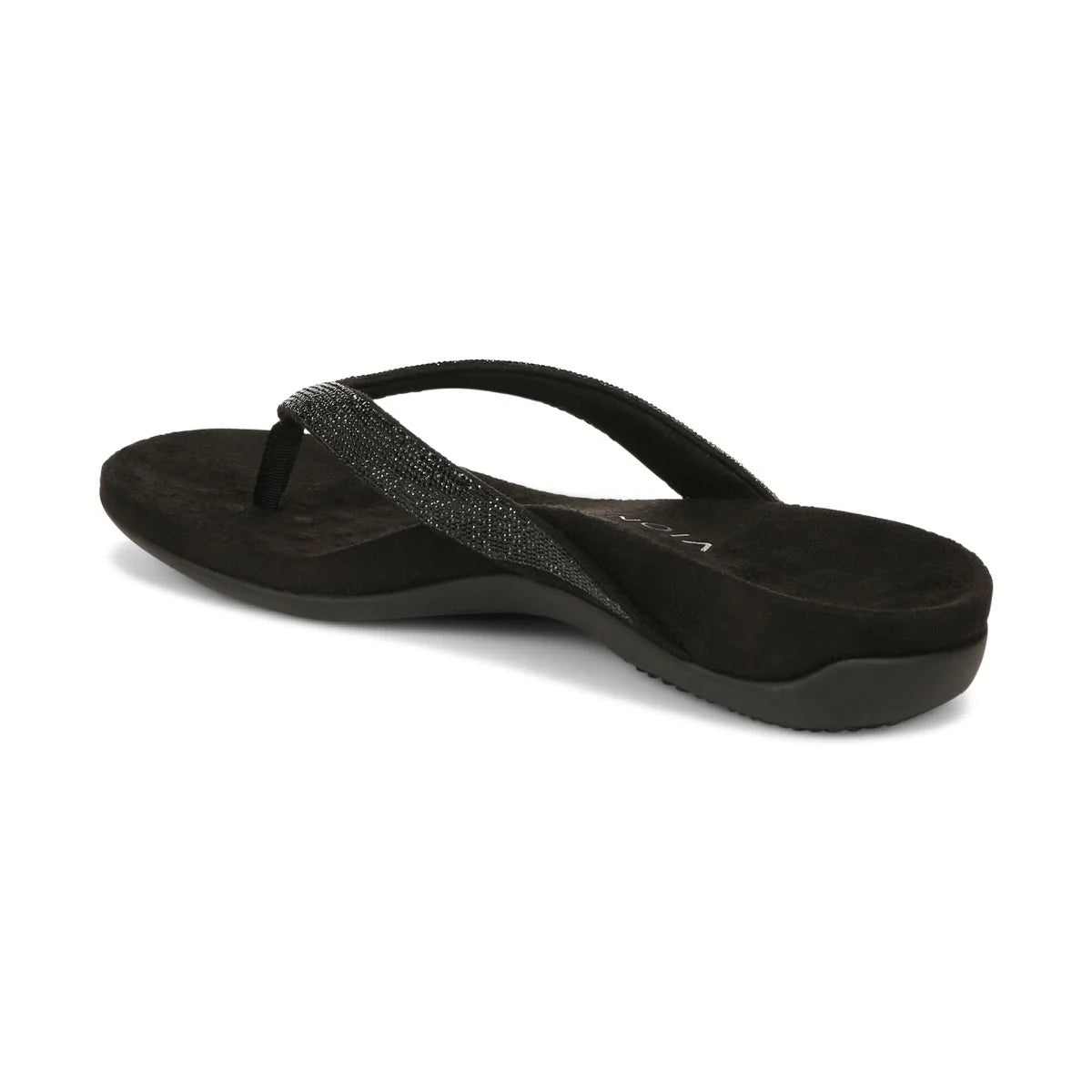 Women's Vionic Dillon Shine Toe Post Sandal Color: Black 6