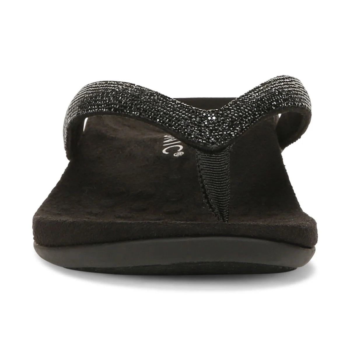 Women's Vionic Dillon Shine Toe Post Sandal Color: Black 10