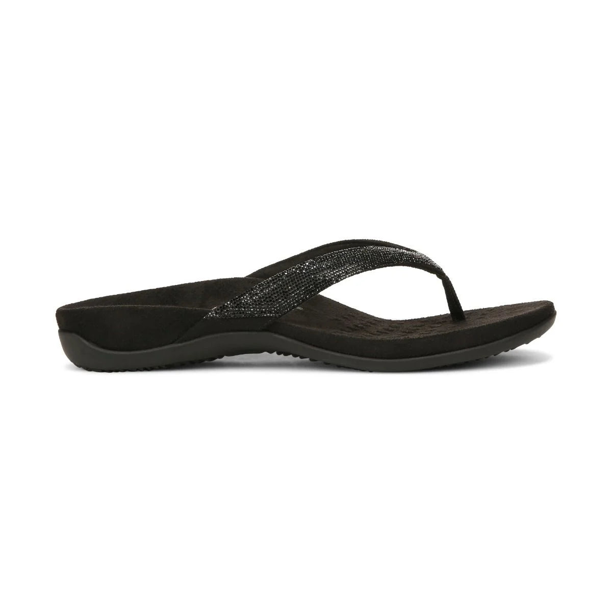 Women's Vionic Dillon Shine Toe Post Sandal Color: Black 2