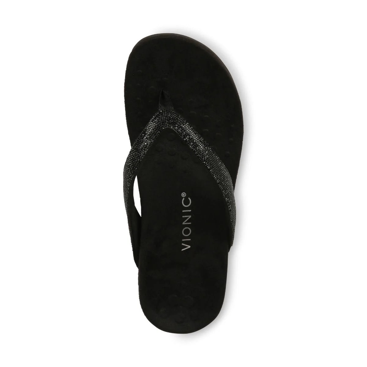 Women's Vionic Dillon Shine Toe Post Sandal Color: Black 7