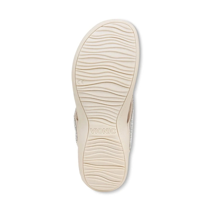 Women's Vionic Dillon Shine Toe Post Sandal Color: Cream  3