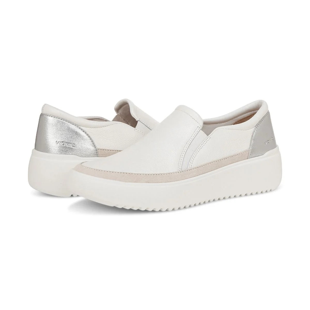 Women's Vionic Kearny Platform Slip On Sneaker Color: White Leather 4