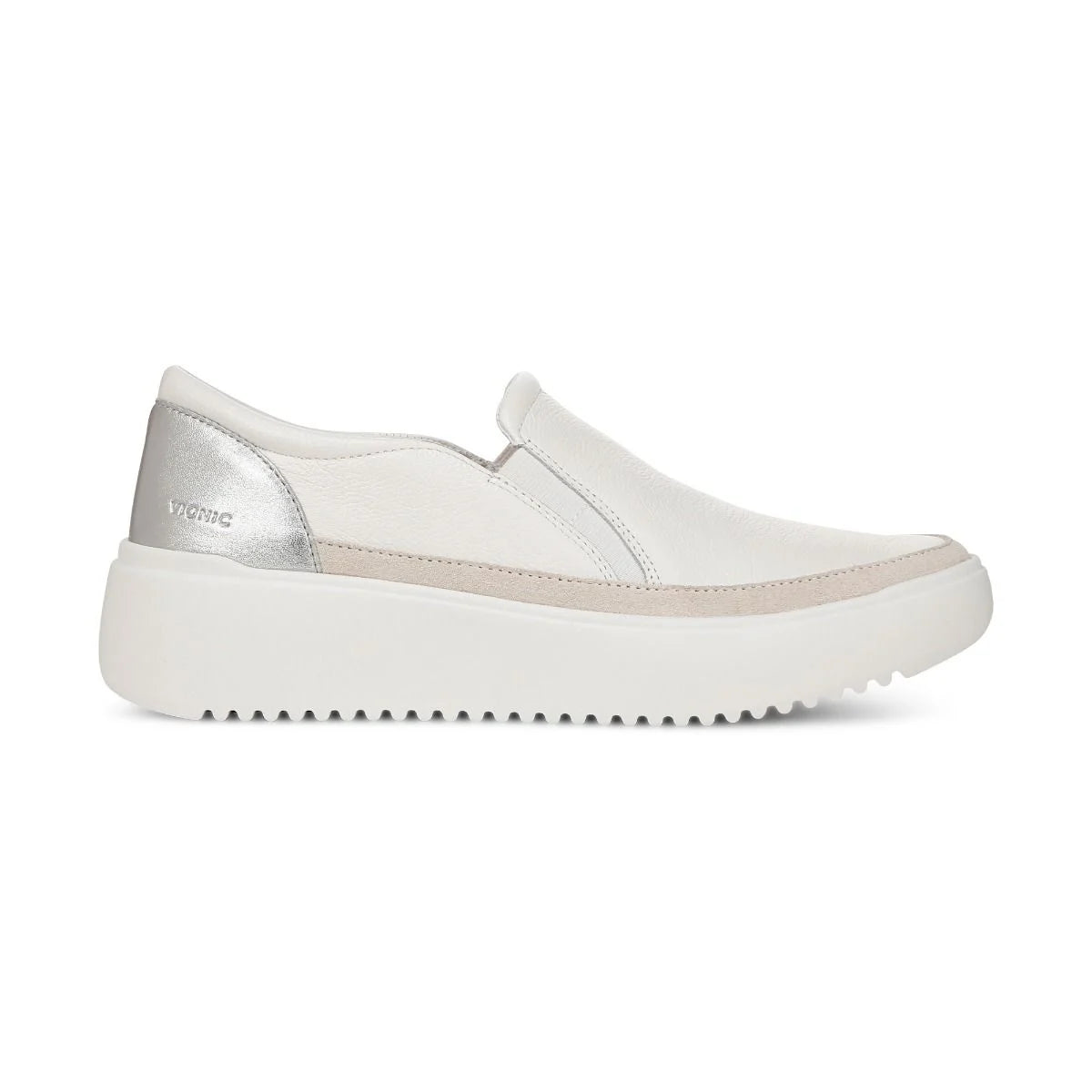 Women's Vionic Kearny Platform Slip On Sneaker Color: White Leather 2