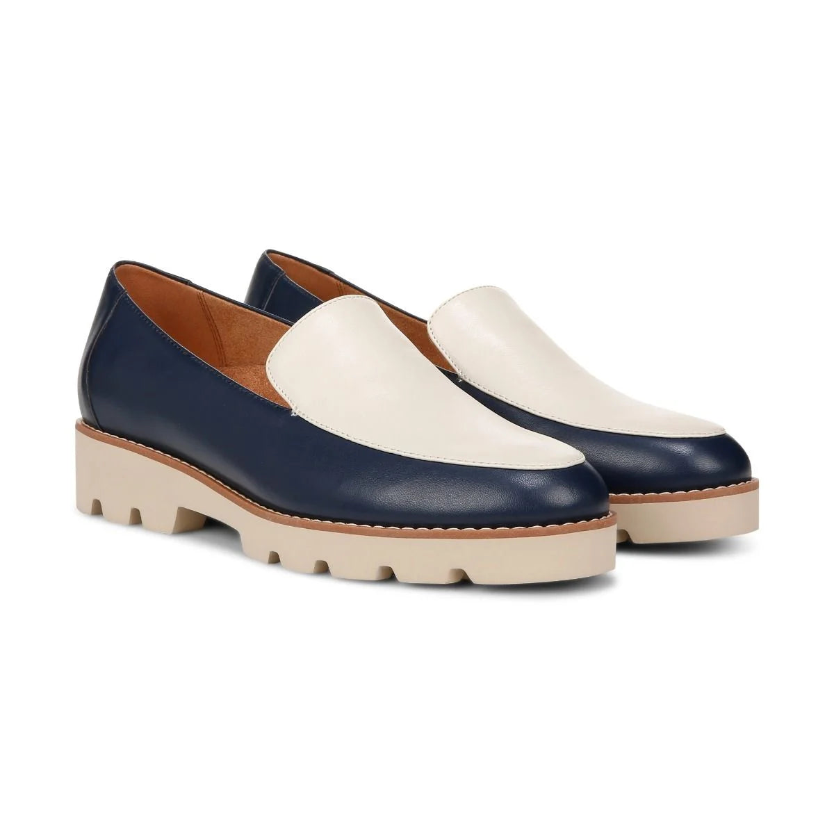 Women's Vionic Kensley Loafer Color: Navy Cream Leather 5