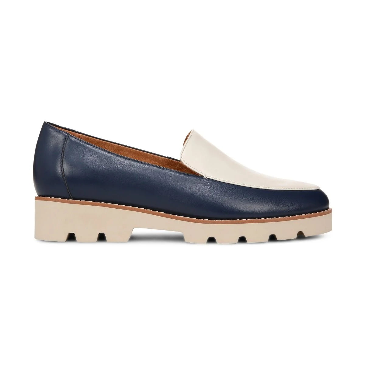 Women's Vionic Kensley Loafer Color: Navy Cream Leather 2