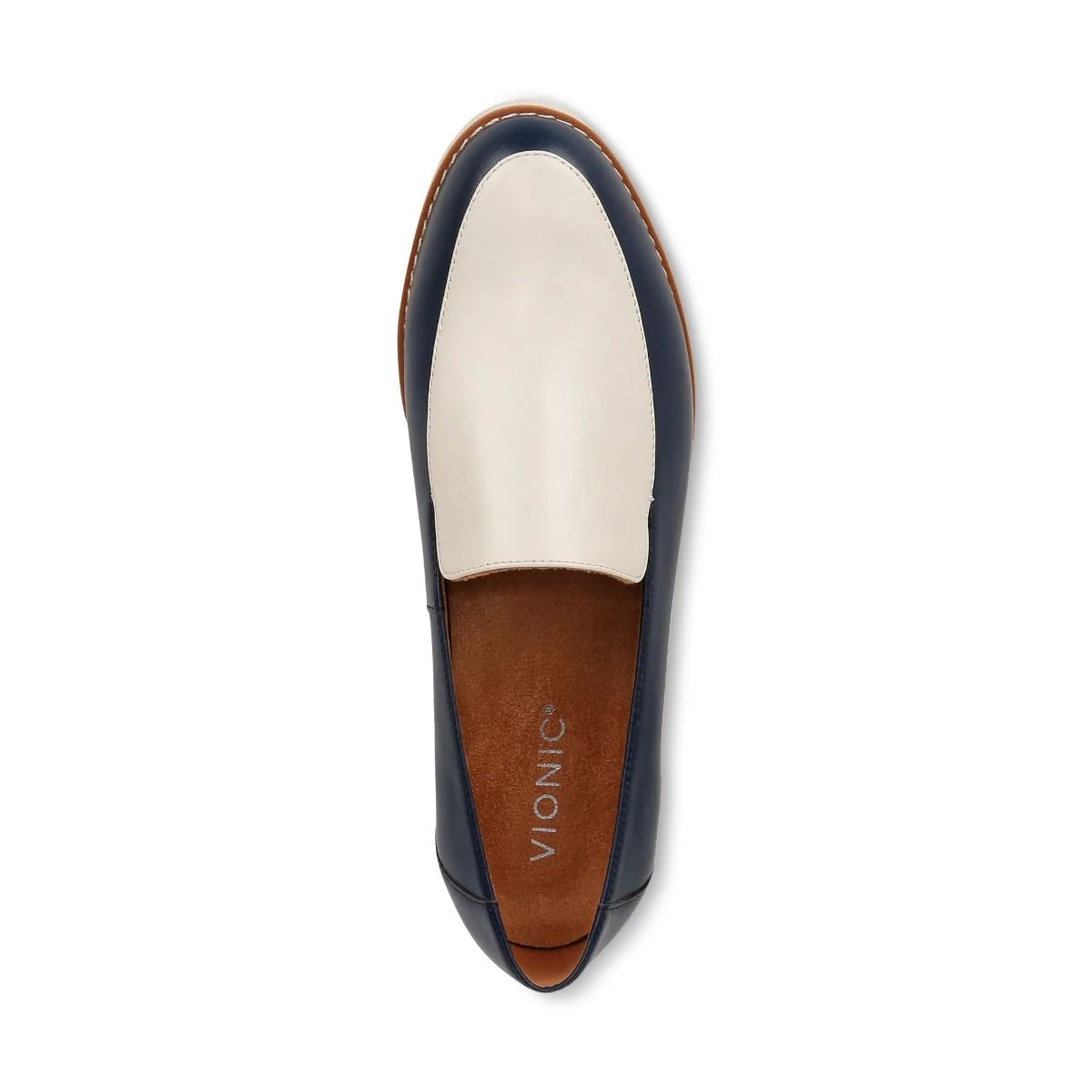 Women's Vionic Kensley Loafer Color: Navy Cream Leather 7