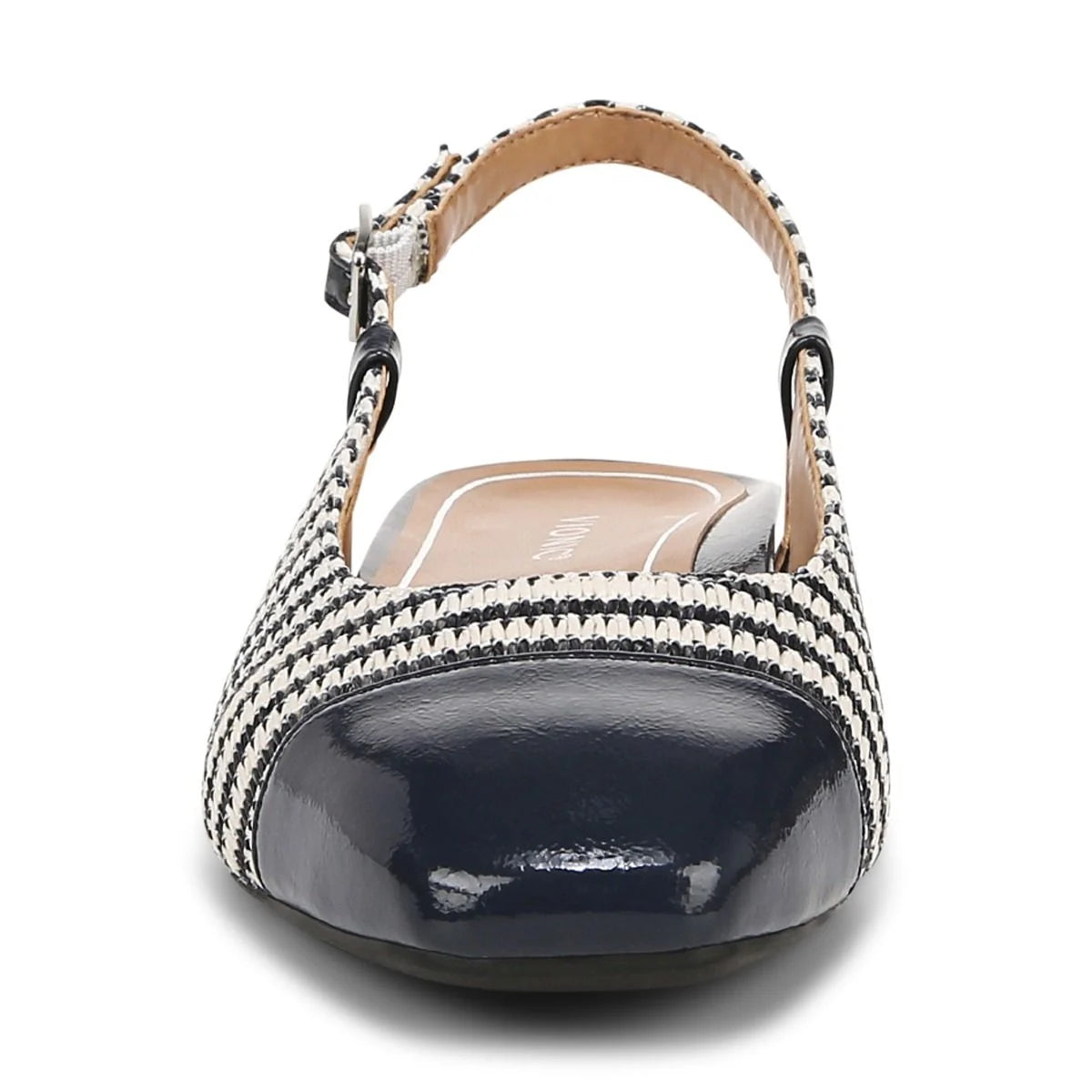 Women's Vionic Petaluma Slingback Flat Color: Navy Striped Raffia 9