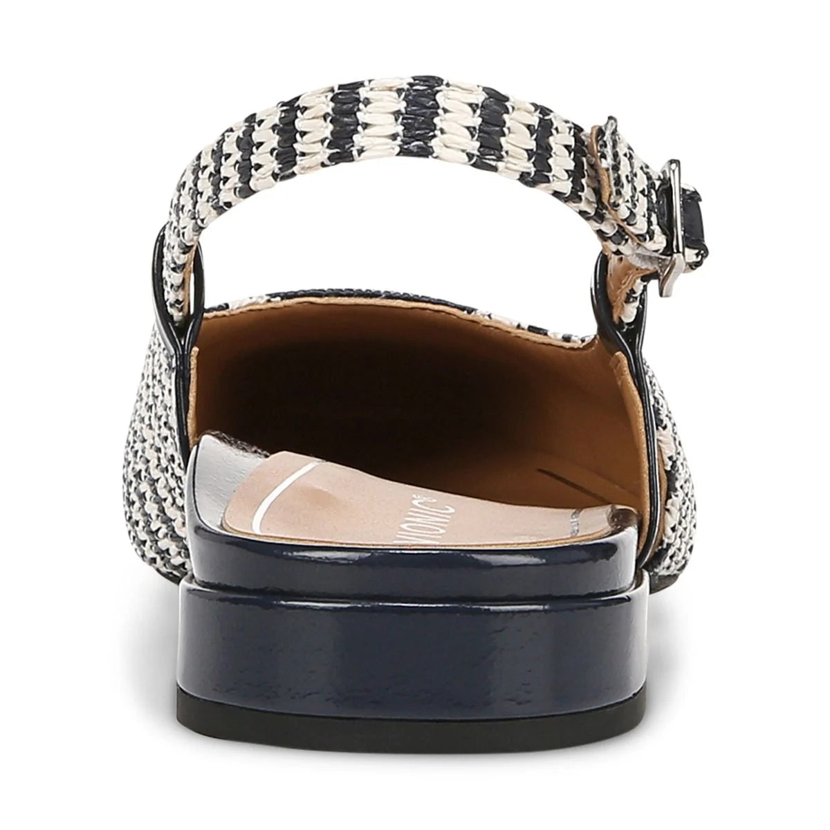 Women's Vionic Petaluma Slingback Flat Color: Navy Striped Raffia 8