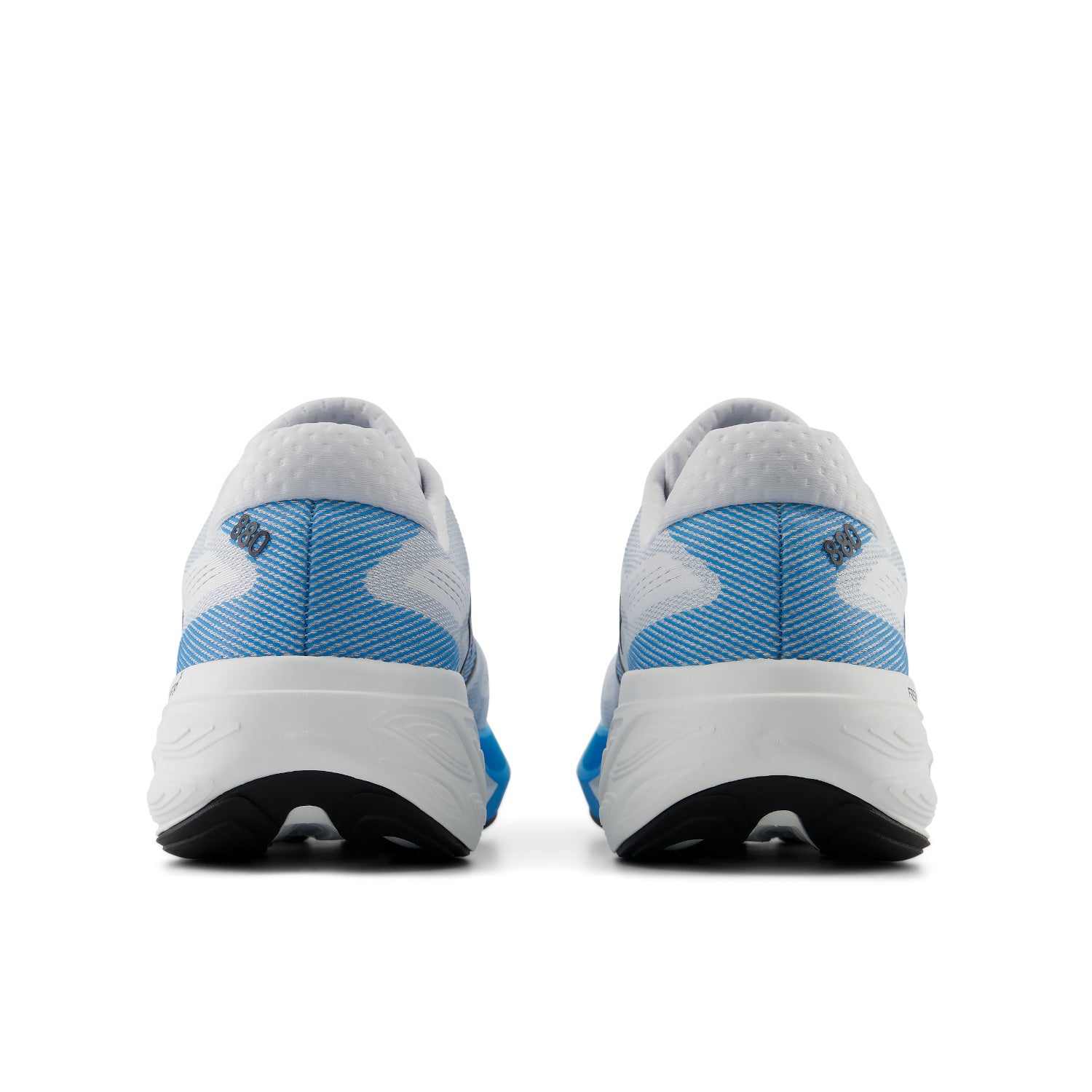 Pair of gray and blue running shoes on a white background