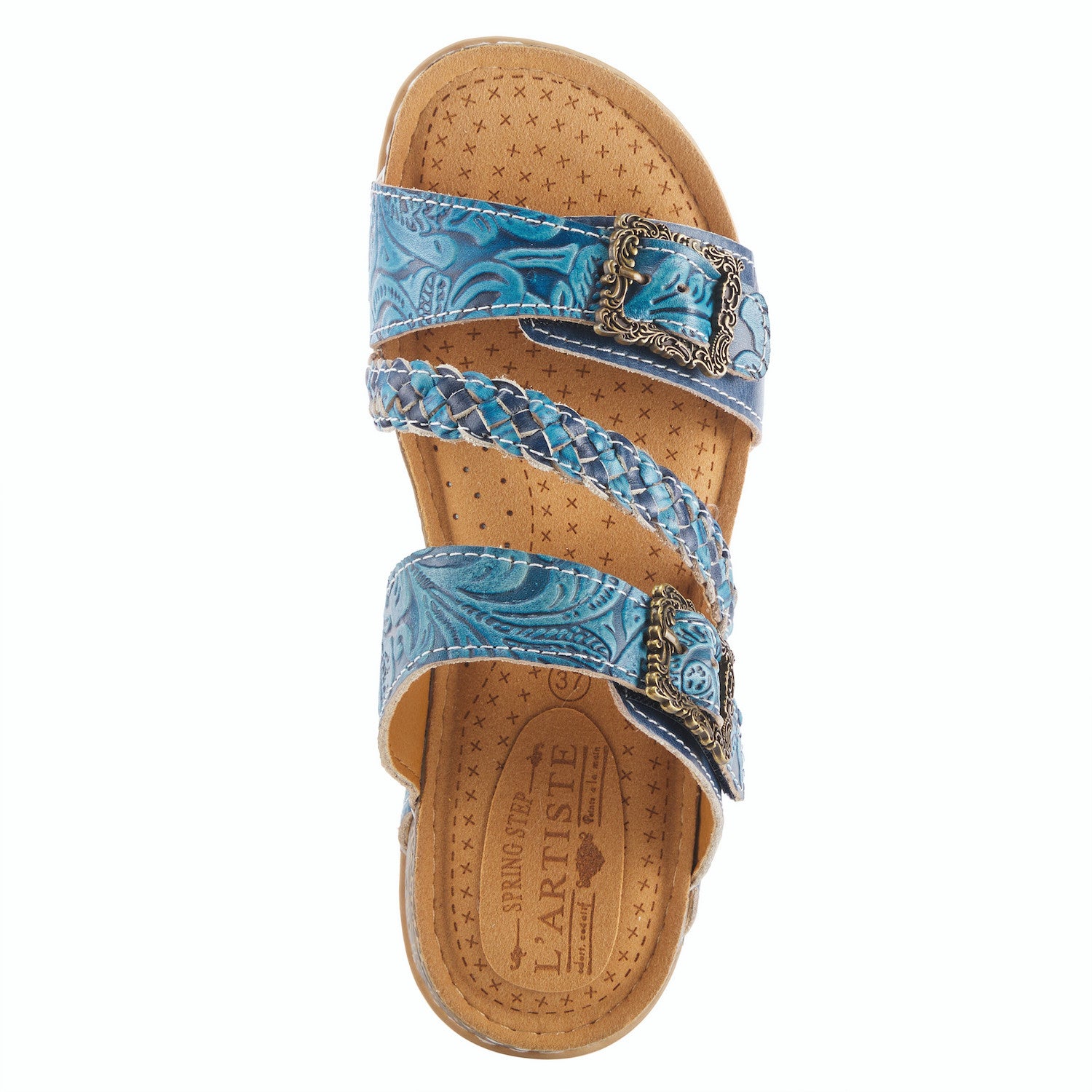 Women's Spring Step L'Artiste Astra Slide Sandal Color: Blue 5