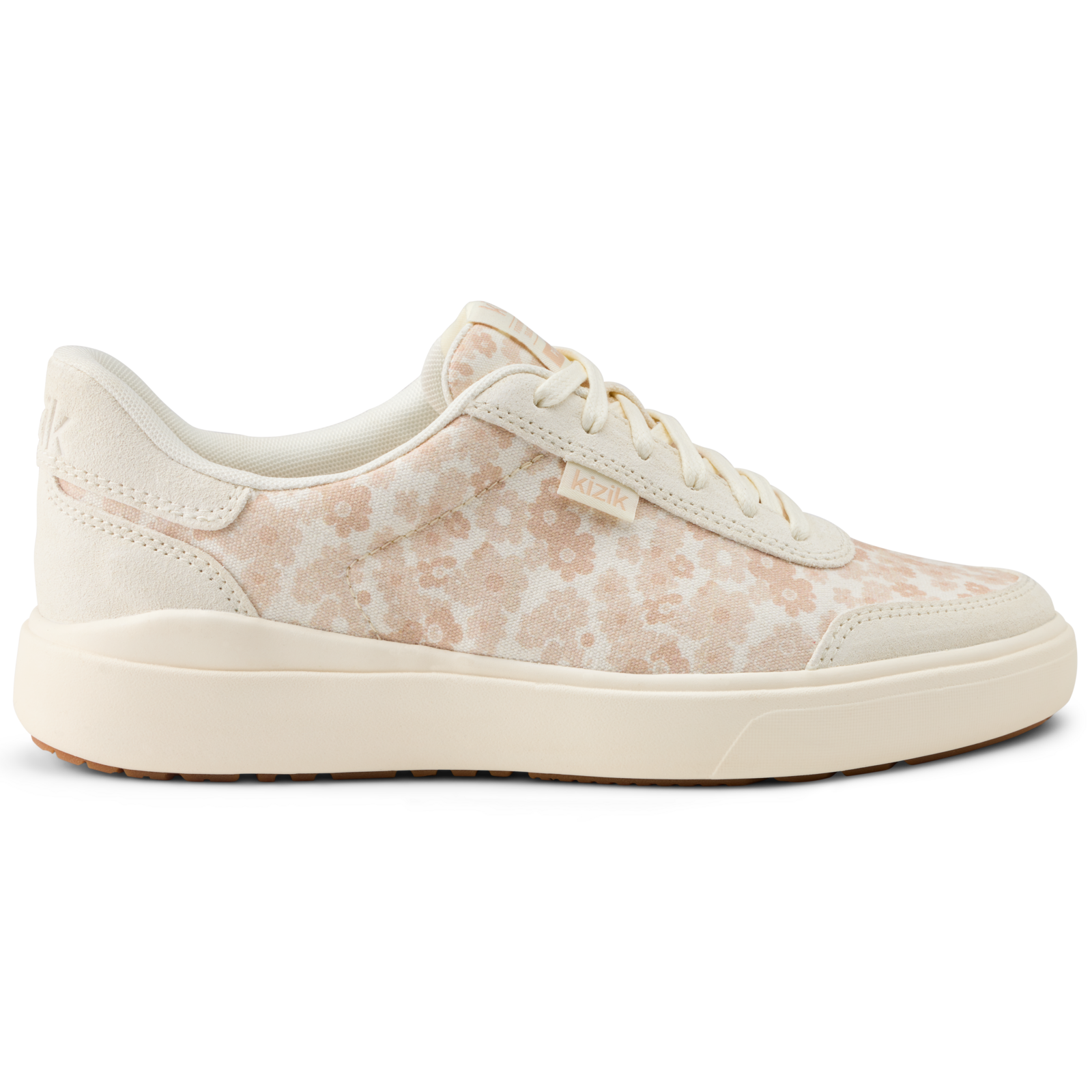 White sneaker with subtle pattern on a white background