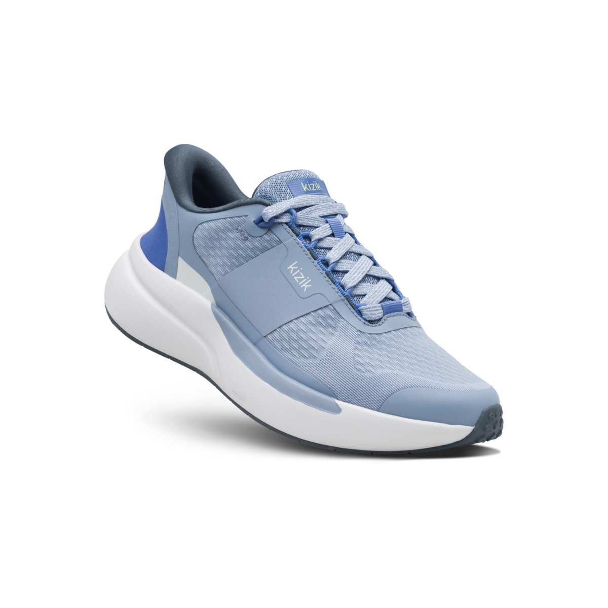 Blue athletic shoe on a black background
