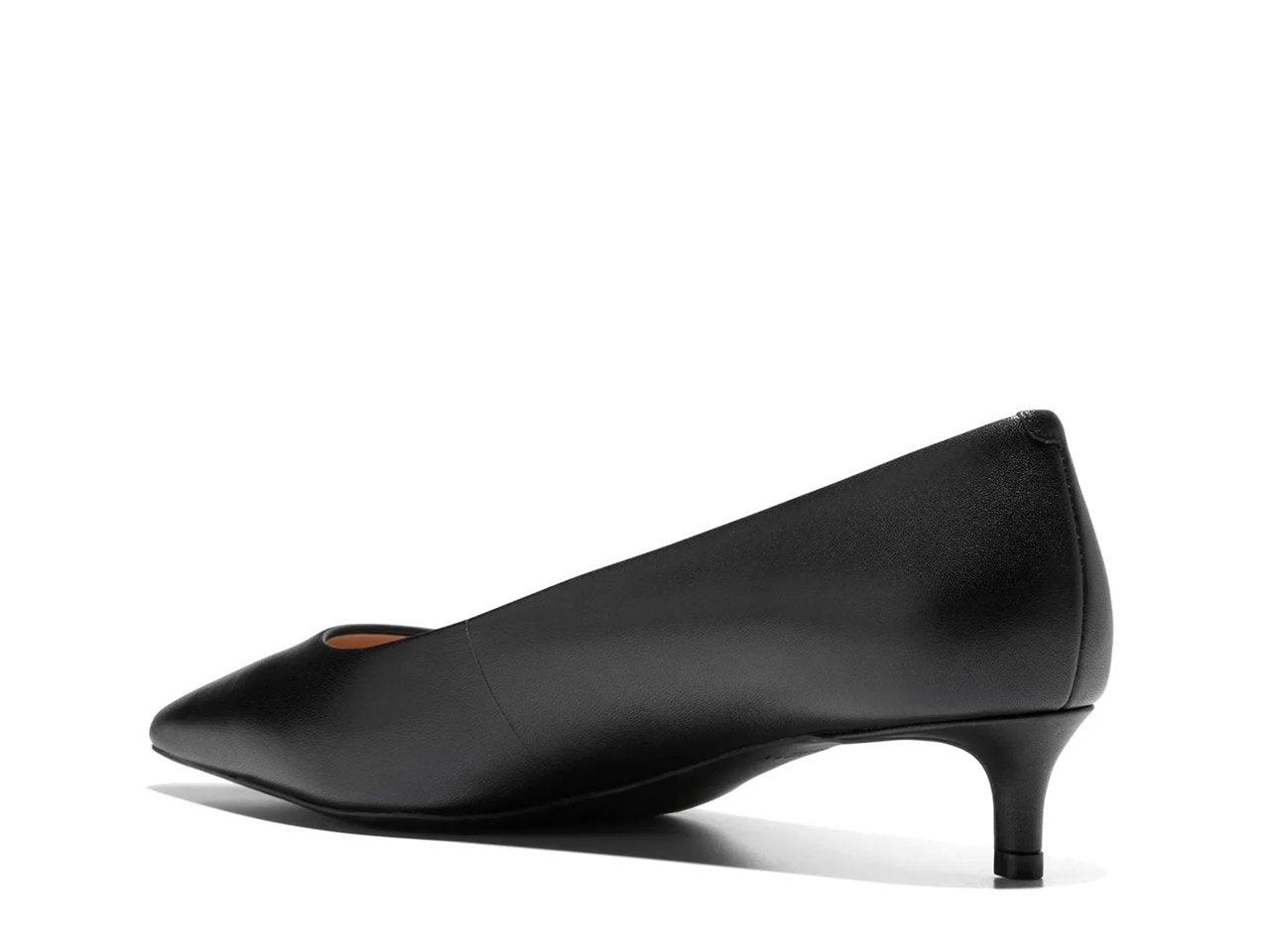 Black high heel shoe on a white background