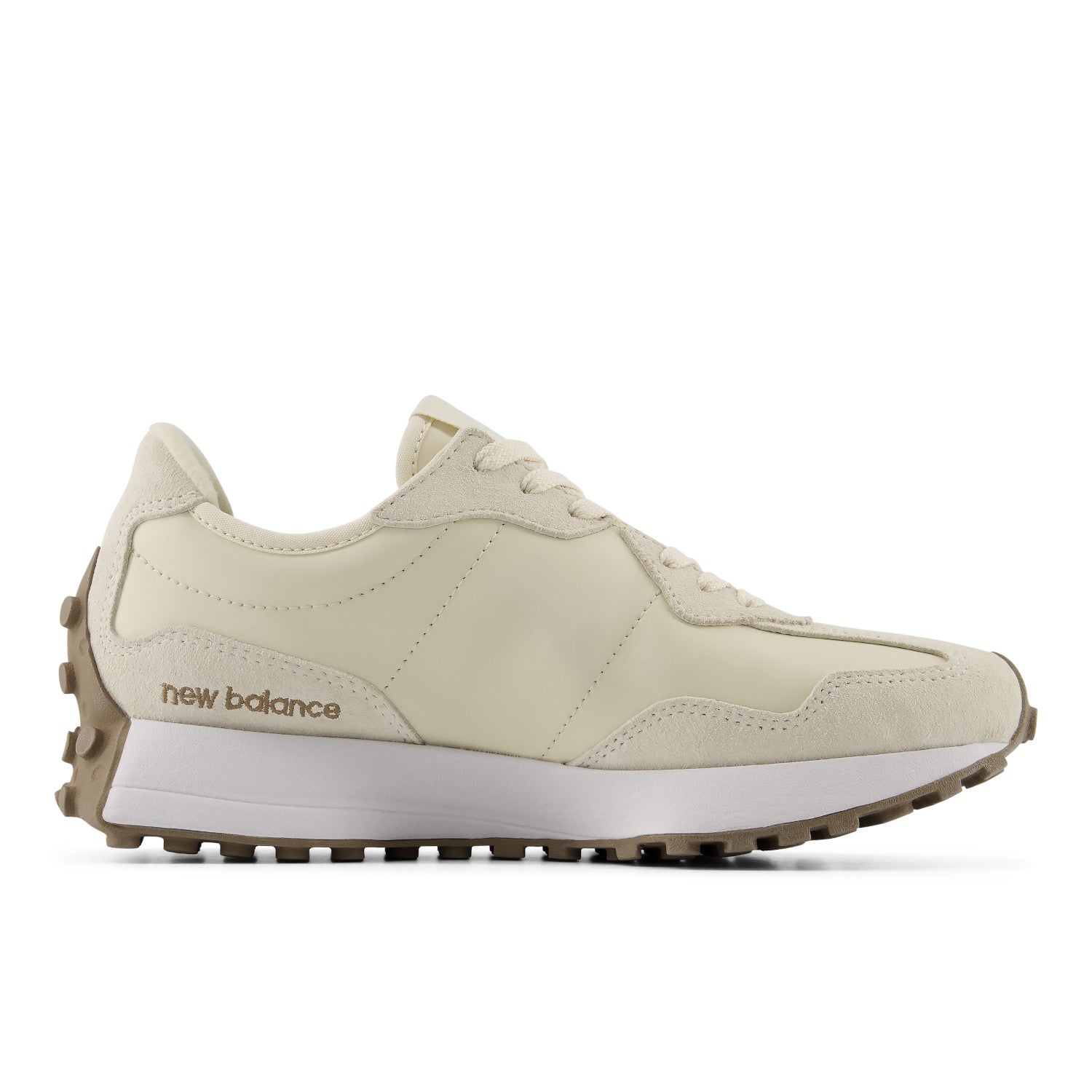 Beige sneaker with white sole on a white background